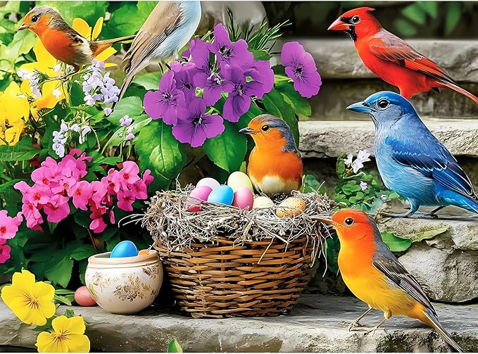 300 Piece Puzzle for Adults, Colorful Birds Jigsaw Puzzle, Colorful Hummingbird Animals Puzzles, Bird Lover Challenging Puzzles for Friends Family Activity Game Nights Gifts, 20.5x15 in