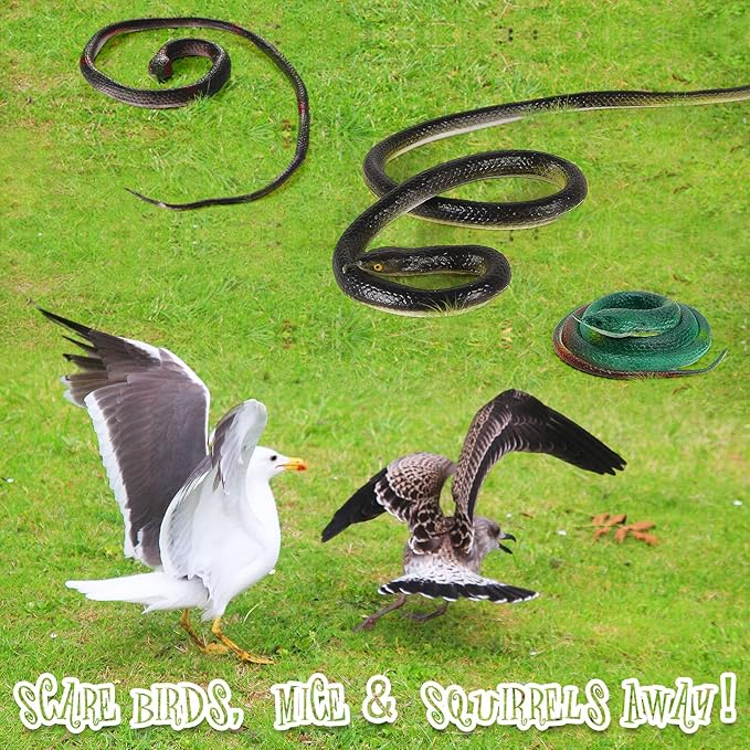 3 Pcs Realistic Snakes Rubber Plastic Snakes Prank Snake Colorful for Party, Tricking People, Garden Props Decorations, Assorted Sizes