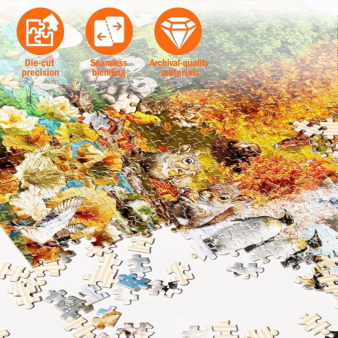 Jigsaw Puzzles for Adults 1000 Pieces, Vibrant Colorful Difficult Challenging Unique Puzzle for Game Night Family Home Decor, 20x27 Inches, Four Seasons