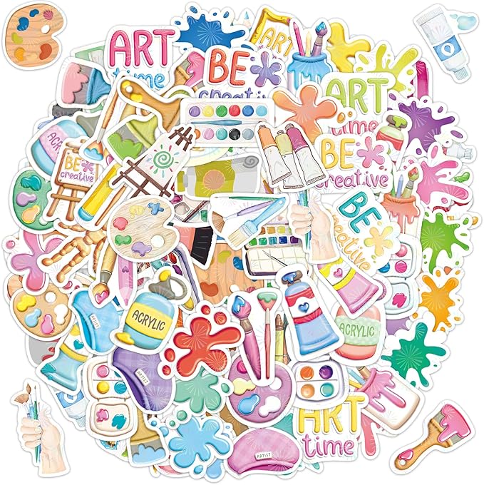 Fancy Land Art Painting Stickers for Kids 100 Pcs Waterproof Artist Painting Party Favors School Classroom Supplies