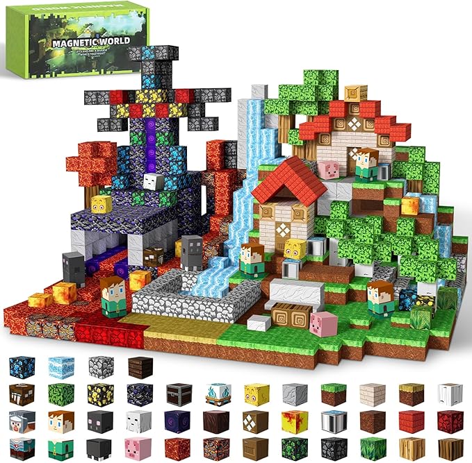 150PCS Magnetic Blocks for Kids, 0.8in Magnetic Building Block Toys for Boys Girls Age 3 4 5 6 7 8 9 10 Magnet Cubes Game Magnetic Tiles STEM Toys Christmas Birthday Gifts for Kids Toddlers