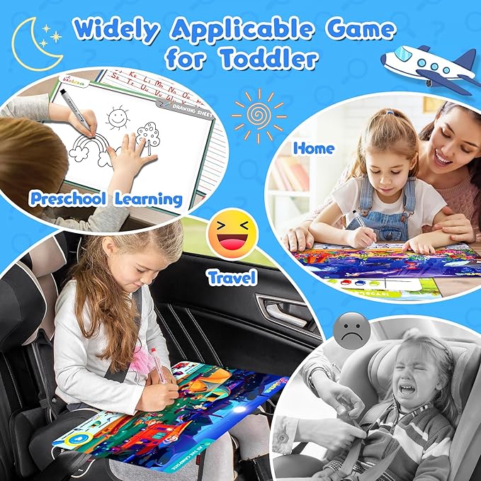 Baobrava Search and Find Game Books - Preschool Learning Activities for Kids Age 3-8, Travel Games for or Road Trip Car Airplane, Educational Seek Activity Birthday Gifts for Boys and Girls