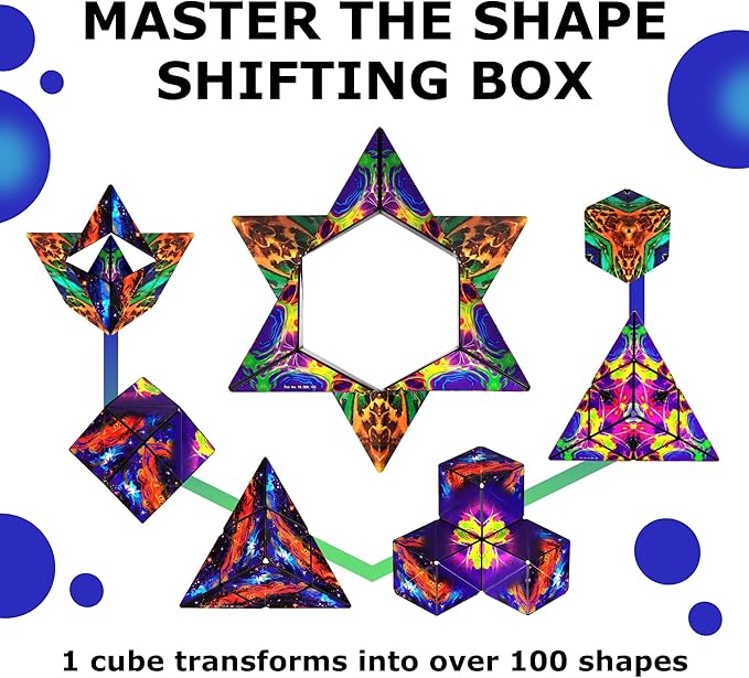 Shashibo DODECA Shape Shifting Box - STEM Fidget Toy with Ultra Strong Magnets - Sensory Puzzle Cube Transforms Into 100+ Shapes, Easter Basket Stuffers Gift for Kids, Teens, and Adults (Infinity)