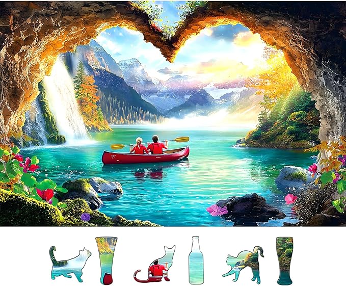 500 Piece Puzzles for Adults, Dugout Canoe - Mountain Scenery, Impossible Hard Difficult Challenging Puzzles for 500 Pieces, Gift for Adults Jigsaw Puzzles Lovers, 23 x 15 inch