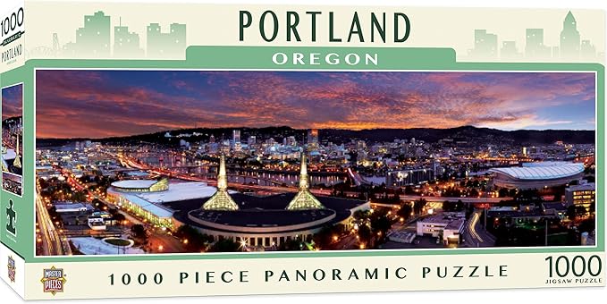 MasterPieces - 1000 Piece Jigsaw Puzzle, Portland Skyline Panoramic, Fun for Adults, Family, Kids 13"x39"