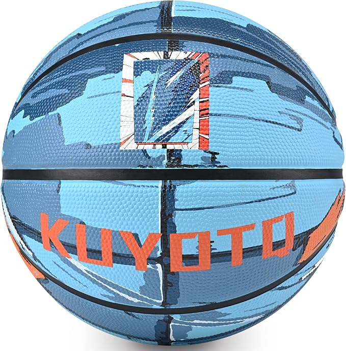 KUYOTQ Kids Youth Adult Size 3/4/5/6/7 (22/25.5/27.5/28.5/29.5") Basketball Premium Rubber or Faux Leather Basketball Indoor Outdoor Basketball for Boys Girls Womens Mens Basketball Gifts (Deflated)
