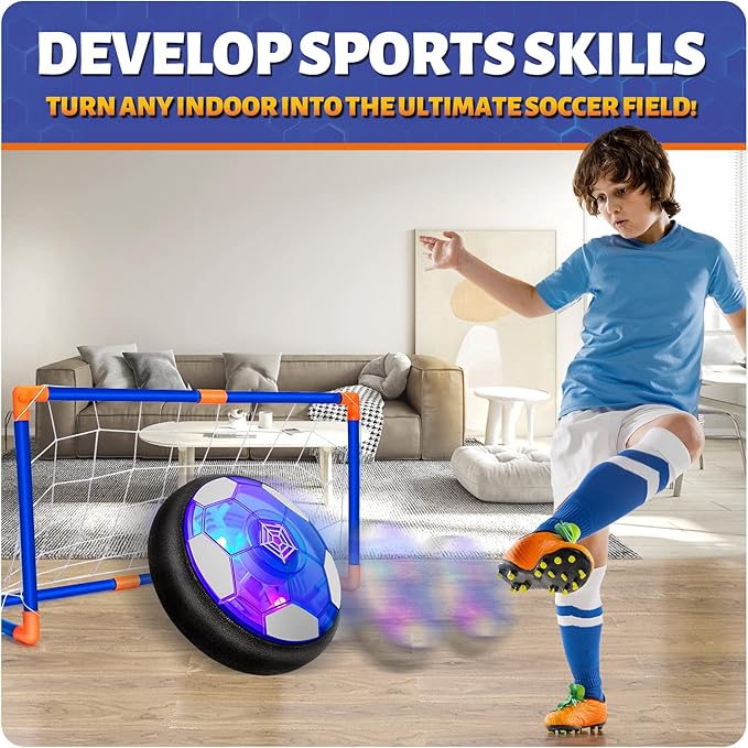 Hover Soccer Ball Set with 2 Goals, Indoor Toys for Boys Age 6-8, Kids Soccer Gift for Boys 8-12, Kid Sports Games Toys for 3 4 5 6 7 8 Year Old, Ideas Christmas Birthday Gifts for Kids Ages 4-8