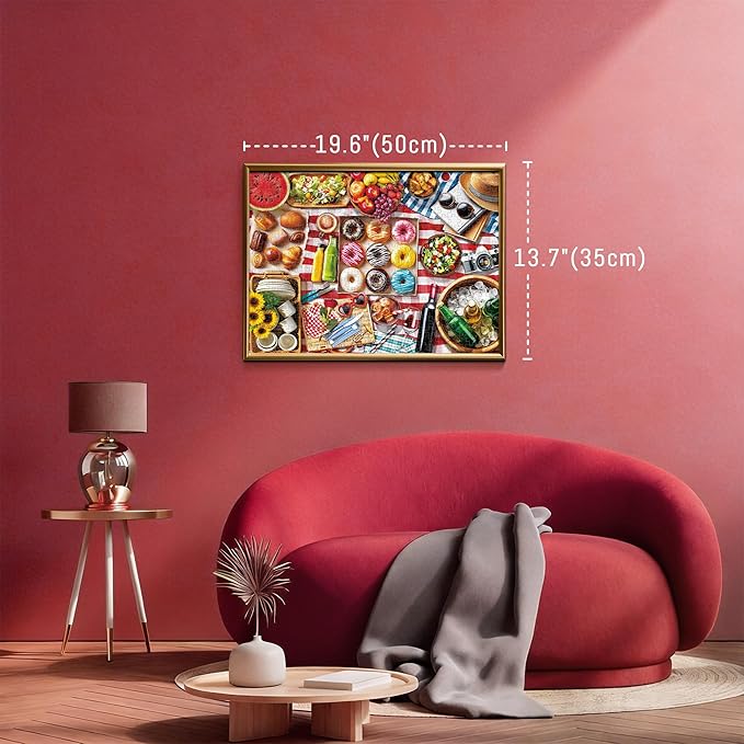 BenBen 500 Piece Puzzles for Adults, Spring Picnic Jigsaw Puzzles with Patterns on Back, Challenging Puzzles for Family Game Night Home Décor