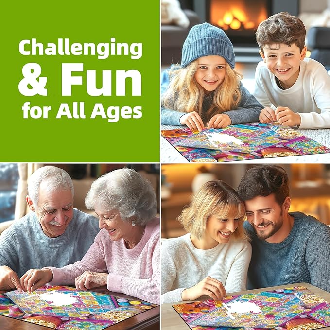 Jigsaw Puzzle for Adults 1000 Piece, Colorful Game Scene Challenge Fun Puzzles with Letters for Family Party Decoration, Finished Size 27.5" x 19.7"