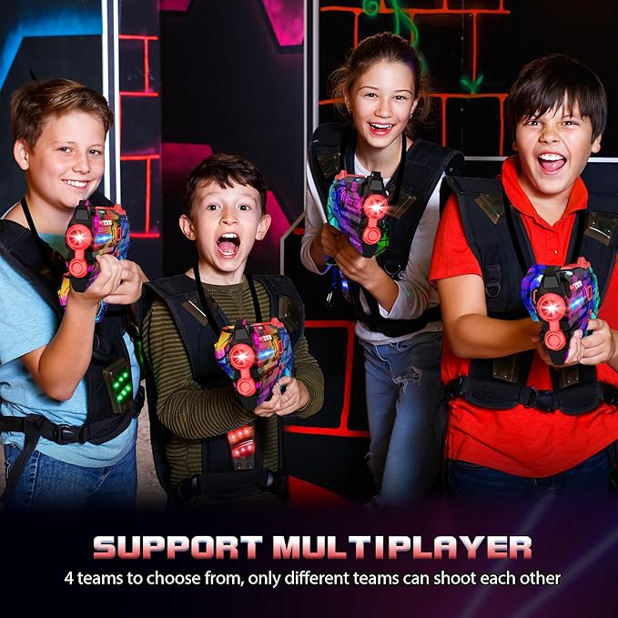 Laser Tag Guns Set of 4 Laser Tag Guns with Digital LED Score Display Vests,Gifts for Teens and Adults Boys & Girls,Adults and Family Fun,Gift for Kids Ages 8 9 10 11 12+Year Old Boy