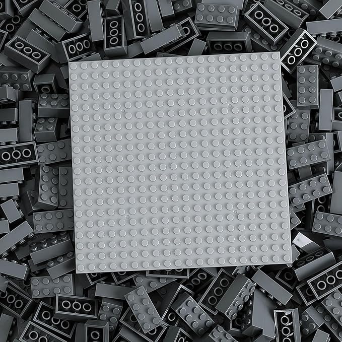 500 Piece Classic Building Bricks and 1 Gray Baseplate, 2x4 Bricks Bulk Creative Building Toys, Blocks Bulk for Kids Ages 6+, Dark Gray(Small Bricks, 1.25x0.62x0.47 in)