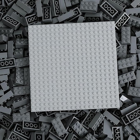 500 Piece Classic Building Bricks and 1 Gray Baseplate, 2x4 Bricks Bulk Creative Building Toys, Blocks Bulk for Kids Ages 6+, Dark Gray(Small Bricks, 1.25x0.62x0.47 in)