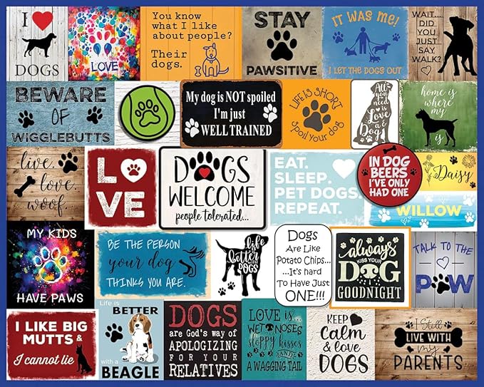 White Mountain 1000 Piece Jigsaw Puzzle Dog Quotes Collage Puzzles with Large Pieces Gift for Adults and Family 24"x30" - I Love Dogs