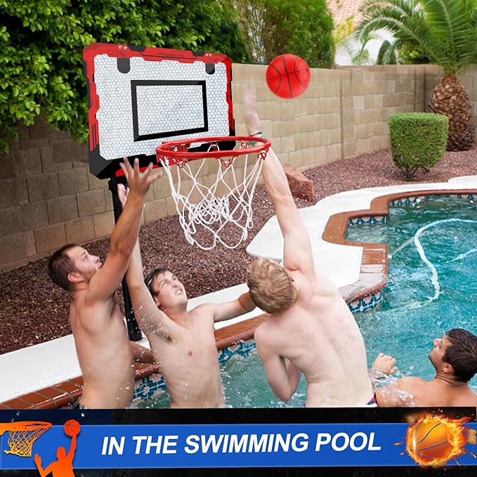 Indoor Mini Basketball Hoop Set Gift for Kids Adults, Upgrade Over Door Hoop with 4 Rubber 6" Balls, Wall Mount Hoop for Bedroom Yard, Christmas Stocking Stuffer Gift for Boys Teen