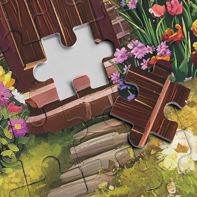 Flower Garden Puzzles for Adults 1000 Pieces Plant, Colorful Art Floral House Jigsaw Puzzles, Beautiful Nature Painting Aesthetic Puzzle