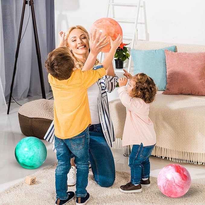AMOR PRESENT 4PCS Playground Balls for Kids, 9 Inches Dodgeballs Bouncy Balls, Rubber Inflatable Kickball with Air Pump for Indoor Outdoor Sport Games
