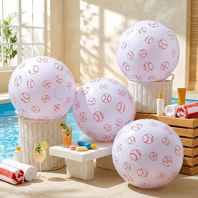 Lewtemi Inflatable Beach Balls Large Sport Ball Pool Toys for Birthday Summer Beach Water Games, Themed Party Decorations Party Favors