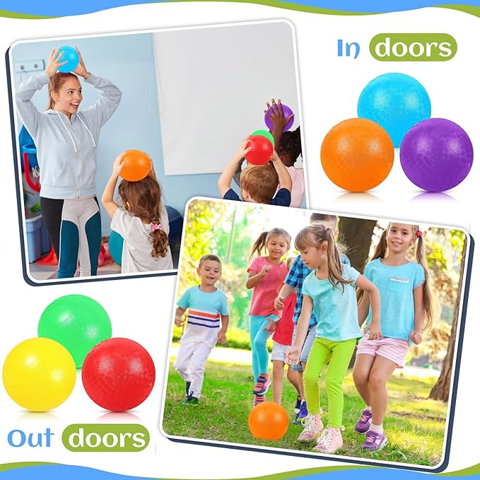 Hiboom Playground Balls 5 Inch Dodgeball Playground Balls Kick Outdoor Inflatable with 1 Pcs Hand Pump for Adults Yoga Exercise Gym Schoolyard(Multi Color,12 Pcs)