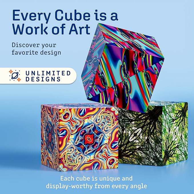 Shashibo Shape Shifting Box - STEM Fidget Toy with Ultra Strong Magnets - Sensory Puzzle Cube Transforms Into 100+ Shapes, Easter Basket Stuffers Gift for Kids, Teens, and Adults (Spaced Out)
