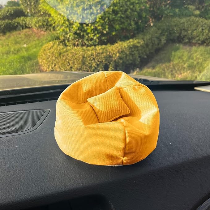 Doll Car Seat Compatible with Labubu, Handmade Bean Bag Chair for 5.9-6.7 inch Doll, Anti-Slip Bottom, Cute Doll Accessories for Display, Fans&Collectors Gifts, Durable Corduroy Fabric (Yellow)