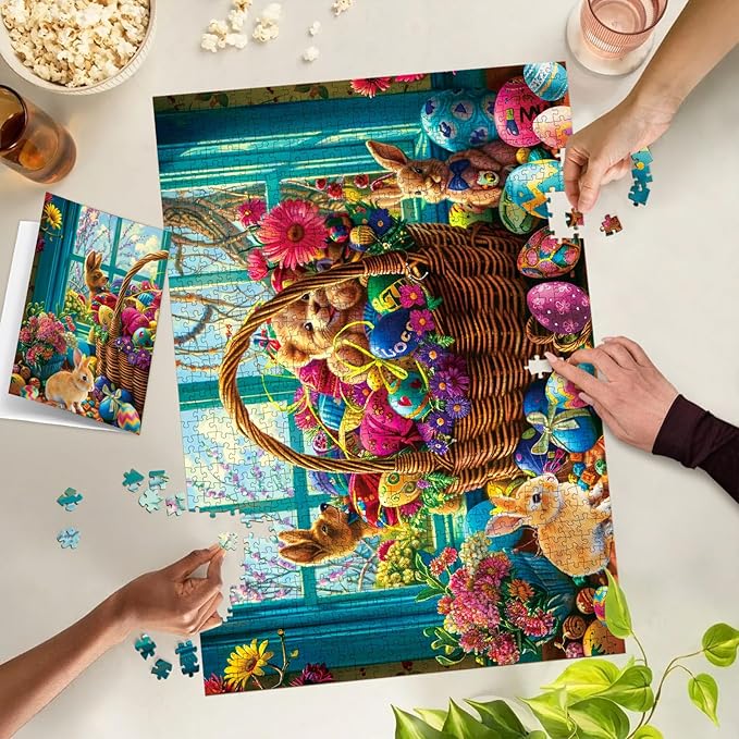 Puzzles for Adults 1000 Pieces, Jigsaw Puzzle for Adults, Fun Challenging Puzzle, A Basket of Easter Egg Wonders Puzzles Game, Interlock Perfectly No Dust, Gifts for Easter Earth Day