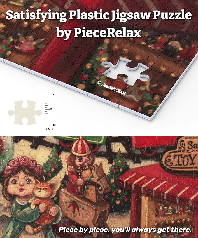 PieceRelax PieceClicks Plastic Jigsaw Puzzle for Adults 1000 Pieces - Phoenix Chan - Christmas Eve Gift - 25.2 X 18.9 Inches, Most Satisfying Table Games, No Glue Needed [U1035]