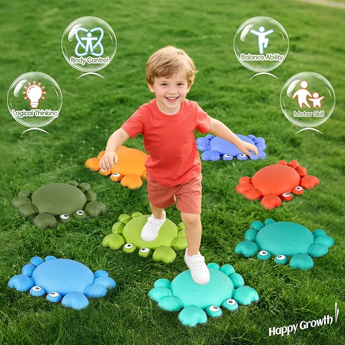 TOPNEW Stepping Stones for Kids, Non-Slip Balance Stepping Stones for Promoting Children's Coordination Skills, Toddler Stepping Stones Obstacle Course for Kids Age 3 4 5 6 7+