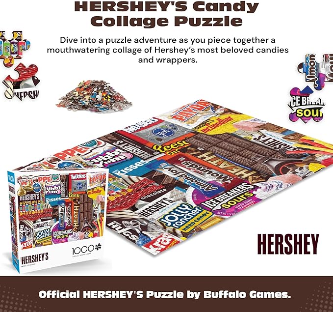 Buffalo Games - Hershey's Sweet Collage 1000 Piece Jigsaw Puzzle for Adults Colorful Candy Image Made in USA