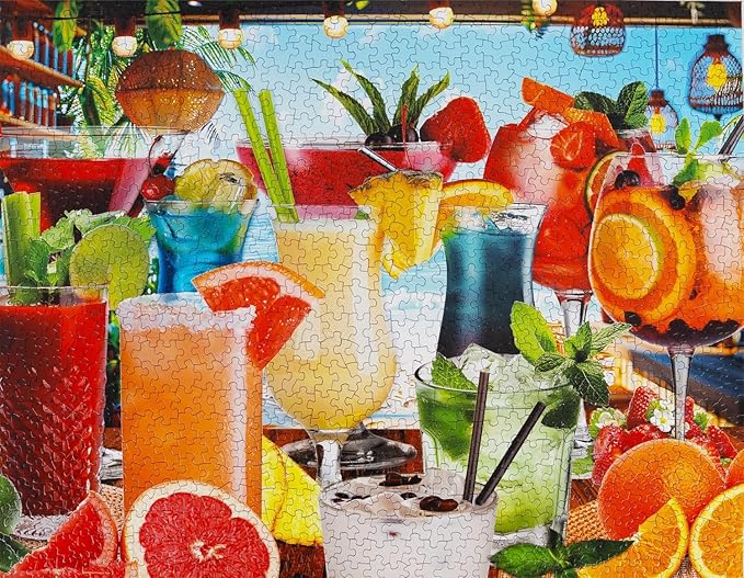 Springbok Summer Sips 1000 Piece Jigsaw Puzzle for Adults - Colorful Tropical Drinks - Unique Cut Pieces - Made in USA