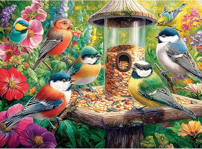 500 Piece Puzzle for Adults, Colorful Birds Jigsaw Puzzle, Hummingbird Feed Flower Jigsaw Puzzle 500 Pieces, Recycled Cardboard Animals Puzzles, Challenging Game Gift for Adults Seniors, 20.5 x 15 in