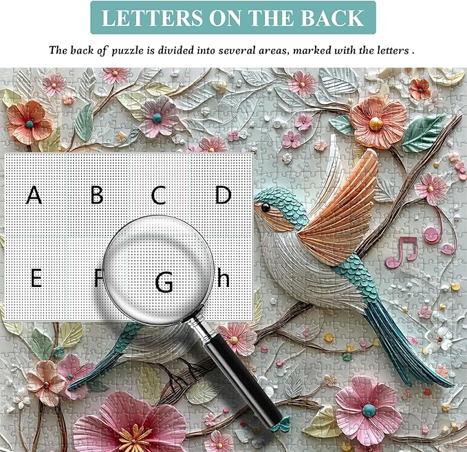 Songbird Puzzle for Adults 1000 Pieces, Birds Flower Garden Relief Art Puzzle, Nature Floral Animal Jigsaw Puzzle Challenge