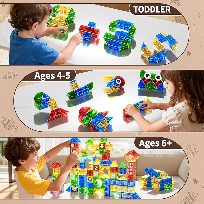 Magnet Toy for Toddlers 3-5, 115 Pieces Magnet Building Toys for Kids 4-8, Preschool Educational Christmas Birthday Gifts Toys for Kids Ages 3-5 Year Old Boys and Girls