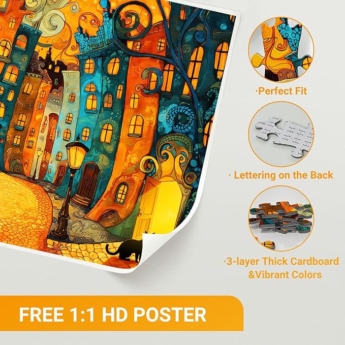 Weird Town Puzzles for Adults 1000 Pieces, Impossible Hard Difficult Challenging Jigsaw Puzzle 1000 Pieces, Christmas Birthday Gifts Home Decor for Adults/Friends/Family