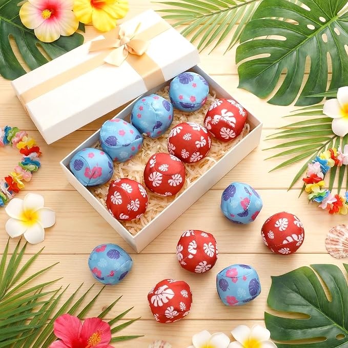 24 Pack Cartoon Hawaiian Party Favors Water Balls Bomb for Pool, 2 Inch Reusable Water Balls Bulk Red Blue Flower Patterns Absorbent Pool Toys for Kids Beach Luau Party Supplies