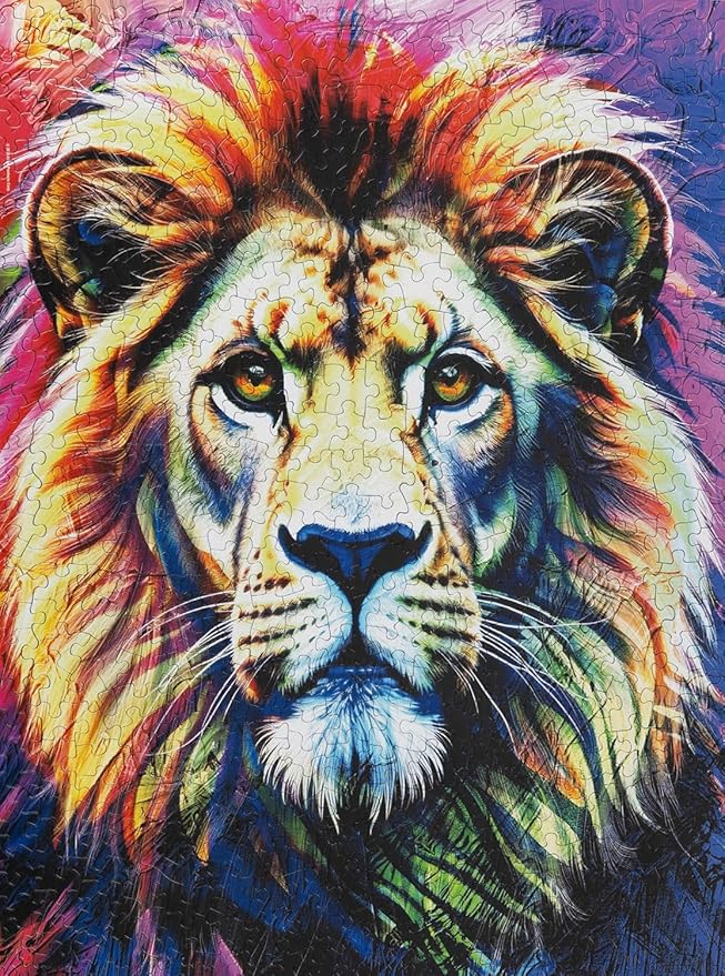 Springbok Brave Colors of a Lion 500 Piece Jigsaw Puzzle for Adults - Unique Cut Pieces - Made in USA