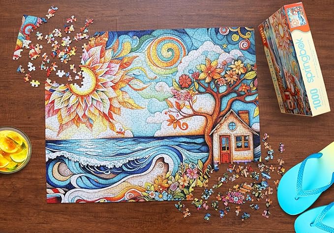 Springbok She Shed By the Sea 1000 Piece Jigsaw Puzzle for Adults - Unique Cut Pieces - Made in USA