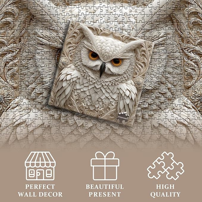 Owl Puzzles for Adults 1000 Pieces, Nature Animal Bird Unique Carved Art Puzzles, Impossible Hard Challenge Jigsaw Puzzle