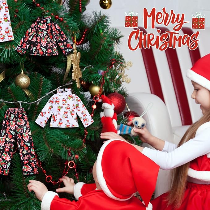 Hungdao 4 Pcs Christmas Doll Clothes Christmas Accessories Doll Clothing Pajamas and Nightgown Holiday Outfits for Boys Girls Xmas Party Supplies
