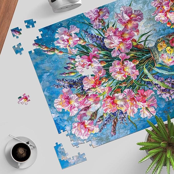 Puzzles for Adults 500 Pieces, Jigsaw Puzzle for Adults, Fun Challenging Family Puzzle -Iris Flowers Puzzles Game, Interlock Perfectly No Dust, Gifts for Easter Parents Mother’s Day
