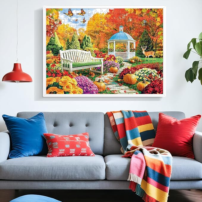 300 Pieces Puzzles for Adults,Enchanting Autumn Garden & Pumpkin Puzzle for Adult,300 Pieces Puzzles for Seniors Large Piece,Puzzle for Kids Ages 8-10,Challenging Family Game, 20.5 x 15 in