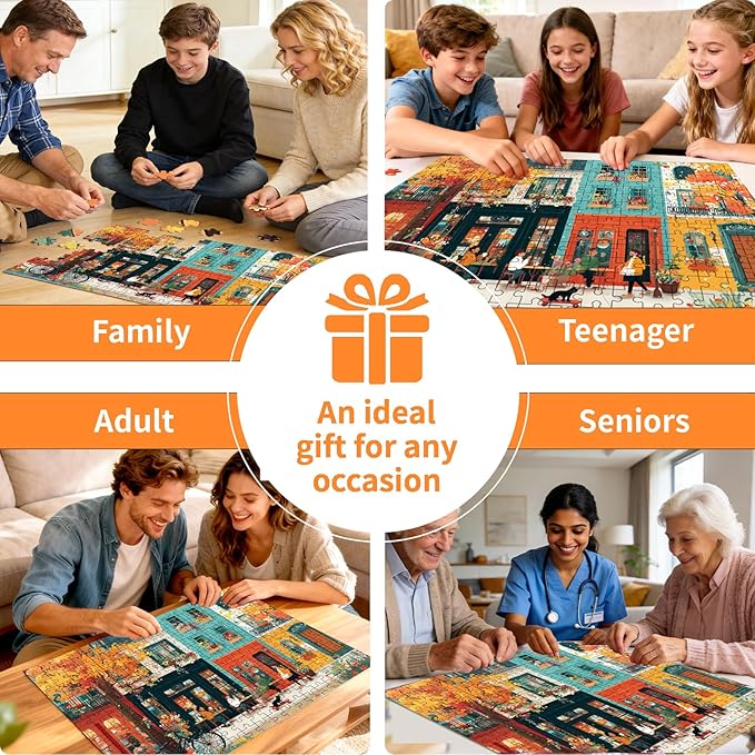 500 Piece Puzzle for Adults – Colorful Streets Jigsaw Puzzle 500 Pieces for Adults – Interlock Perfectly Letter on Back No Dust, Home Decor Birthday Party Gift Toy for Men Women Elders Seniors