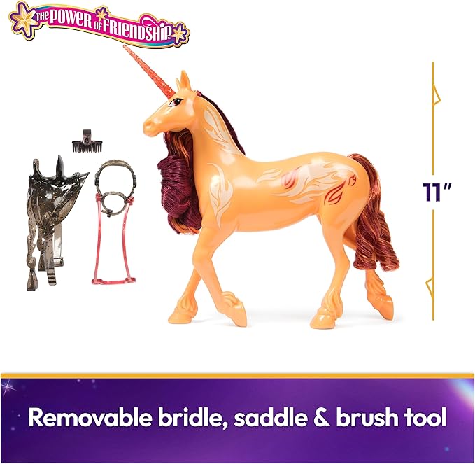 Unicorn Academy, Power of Friendship Cinder with Translucent Saddle & Bridle, 11”, Dolls & Unicorn Toys for Girls Ages 4 and up