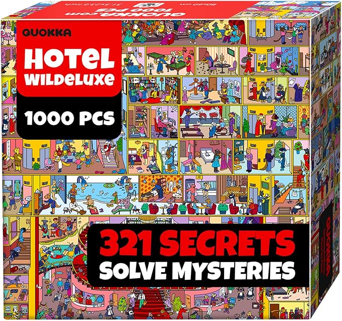 QUOKKA 1000 Piece Jigsaw Puzzle for Adults Hotel Wildeluxe – Puzzles for Adults 1000 Pieces Premium Box Packaging - Extra Fun Hidden Secrets & Audio Story – Perfect Relaxation & Creativity & Gift