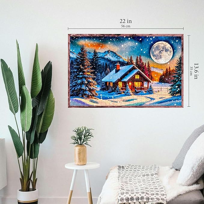 Jigsaw Puzzles for Adults 500 Pieces - Colorful & Detailed Digitally Crafted Art - Letters on Back - Rompecabezas para Adultos - Unique Gifts for Couples Teens (Winter Cabin)