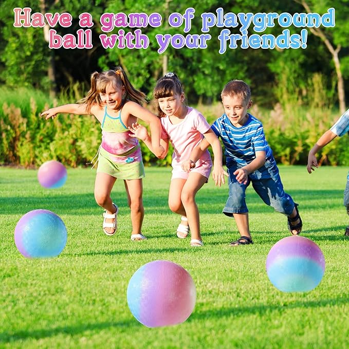 6 Pcs Macaron Playground Balls 8. 5 Inch Pastel Color Rubber Bouncy Balls for Kids Inflatable Colored Dodgeball Kickball Handball for School Backyard Beach Indoor Outdoor Games (Macaron)