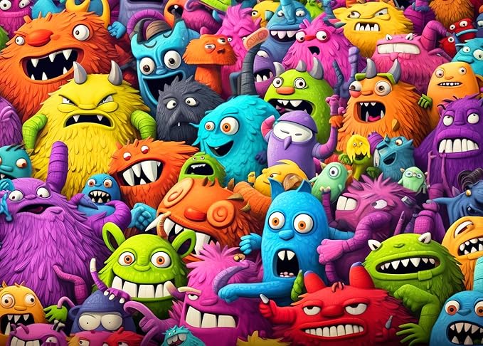 Jigsaw Puzzles for Adults 1000 Piece Puzzle for Adults 1000 Pieces Puzzle 1000 Pieces-Crazy Colorful Monsters