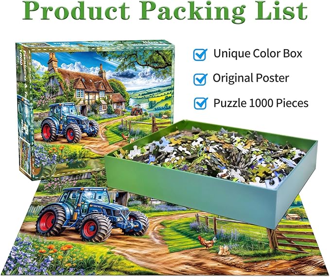 Jigsaw Puzzles for Adults 1000 Piece Puzzle for Adults 1000 Pieces Puzzle 1000 Pieces-Country Farmhouse & Tractors