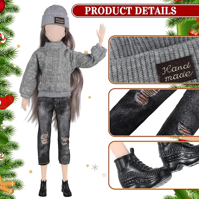 Bencailor 6 Pcs Doll Clothes Doll Accessories Include Sweater Pants Shoes Hat for Birthday Gift(Classic,12 Inch)