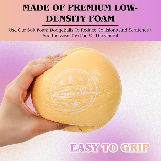 Jerify Foam Dodgeball Set 5 Inch Soft Skin Playground Dodgeballs Bulk, Low Density Foam for Non Sting Dodgeball Sports Equipment for Kids and Adults