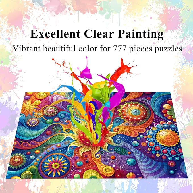 Puzzles for Adults Large 777 Pieces, Abstract Flower Jigsaw with Poster Letter on Back, Unique Pieces Fit Well No Dust (27.5"x19.6")